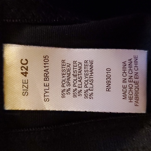 NWT Bobbie Brooks Full Coverage Black Microfiber Ladies T-Shirt Bra - Size 42C - Picture 6 of 6